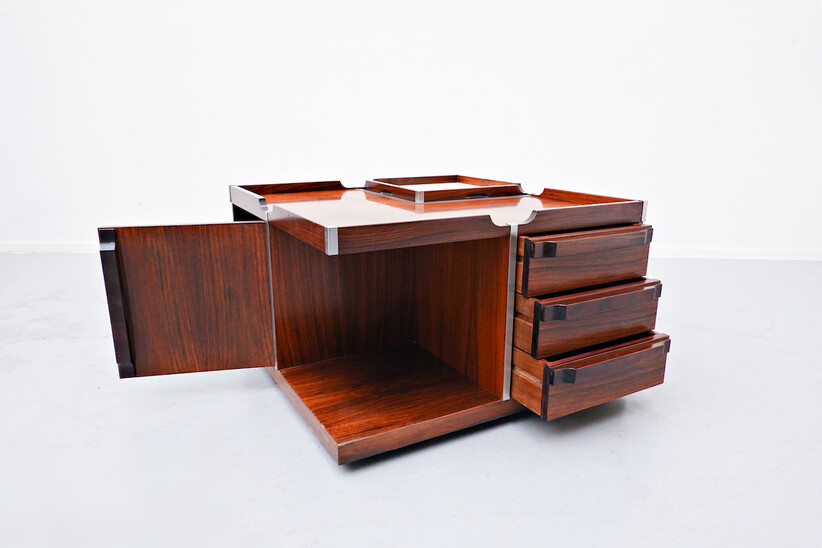 Italian Square Storage Coffee Table, Rosewood
