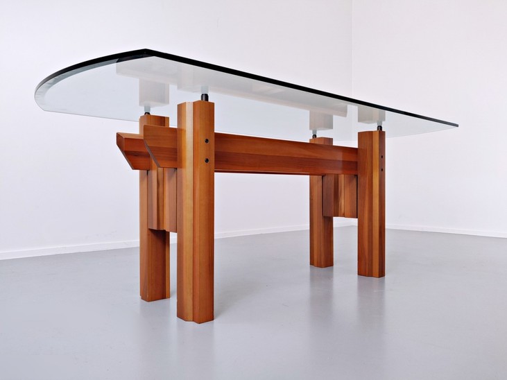 Italian wooden dining table By Franco Poli For Bernini c.1979