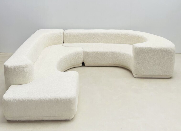 Lara Sofa, Roberto Pamio & Renato Toso for Stilwood, White Boucle Upholstery