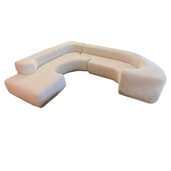 Lara Sofa, Roberto Pamio & Renato Toso for Stilwood, White Boucle Upholstery