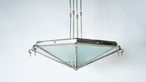 Large Art Deco Ceiling light, Glass and Metal, France, 1930s