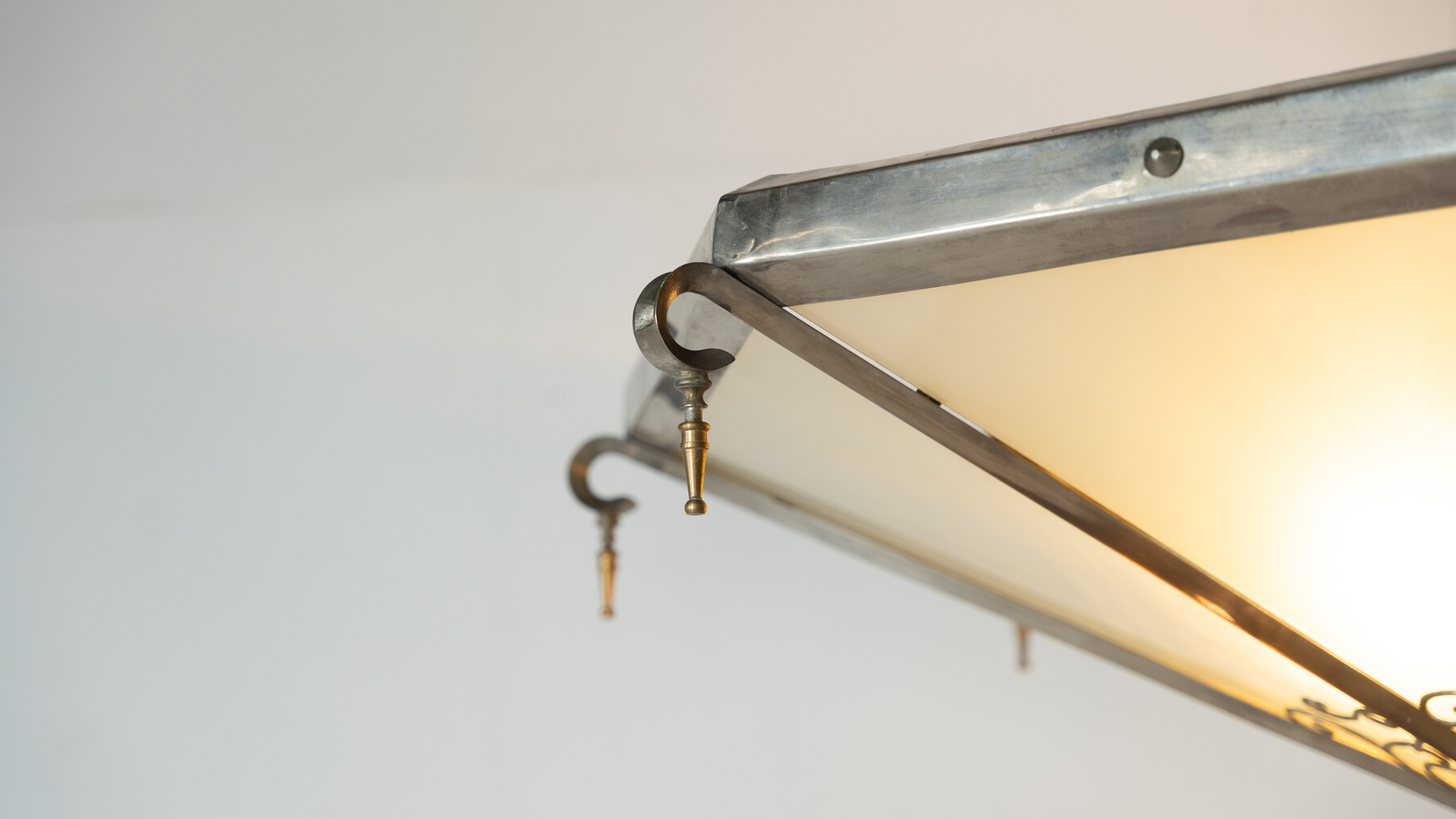 Large Art Deco Ceiling light, Glass and Metal, France, 1930s