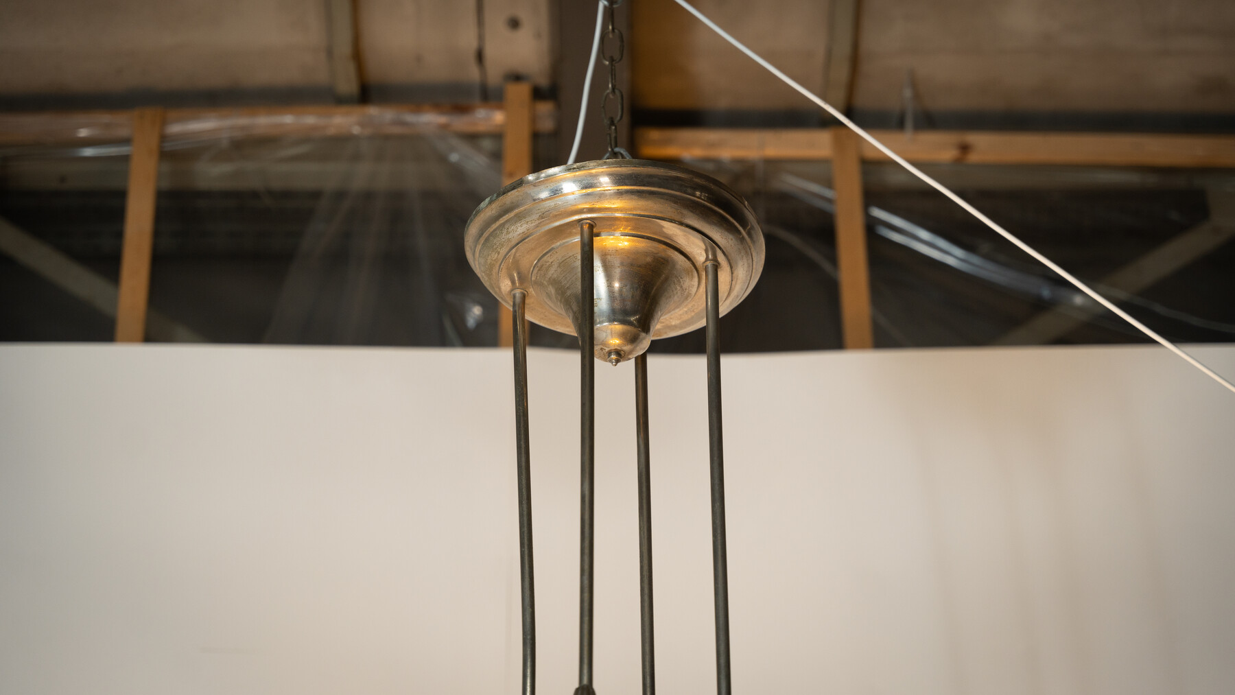 Large Art Deco Ceiling light, Glass and Metal, France, 1930s