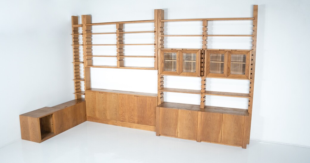 Large Bookshelf with Bench by Guiseppe Rivadossi for Officina Rivadossi, Italy