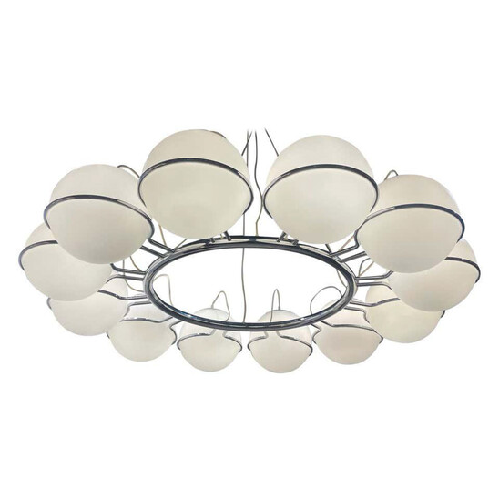 Large Chandelier, Glass and Metal, 1970s