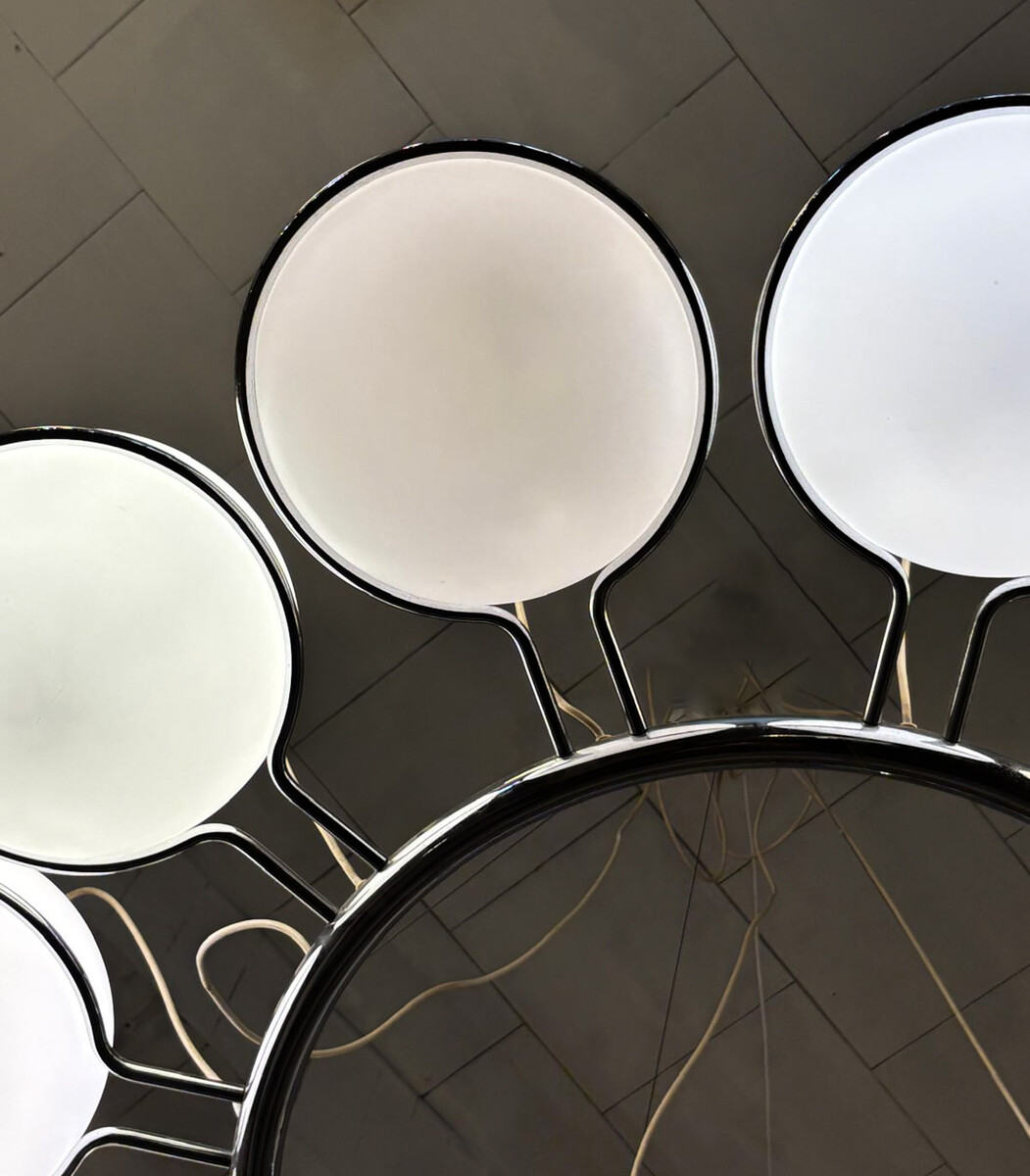 Large Chandelier, Glass and Metal, 1970s