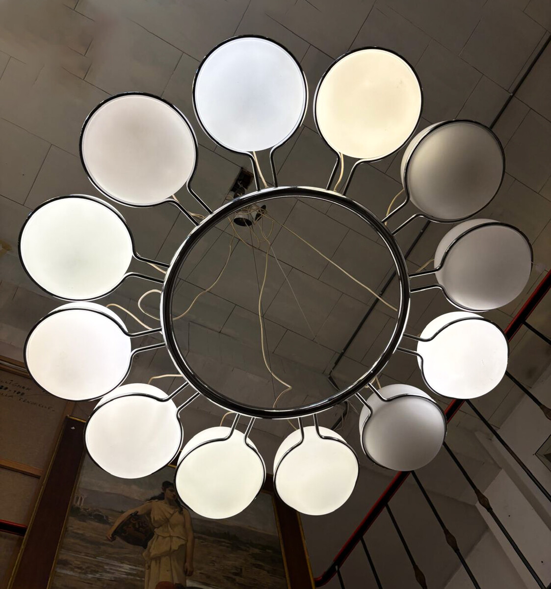 Large Chandelier, Glass and Metal, 1970s