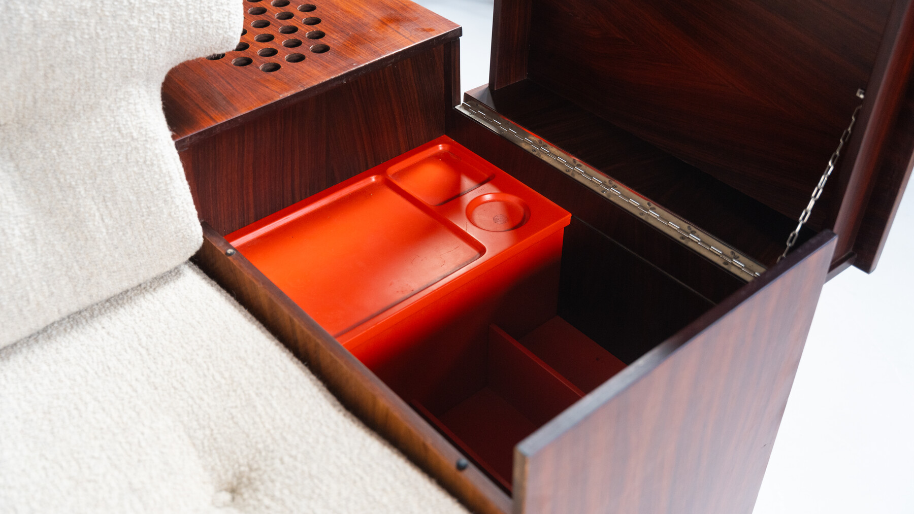 Large Corner Sofa with Built-in Cabinets, Speaker and Record Player, Bernini, Italy, 1970s