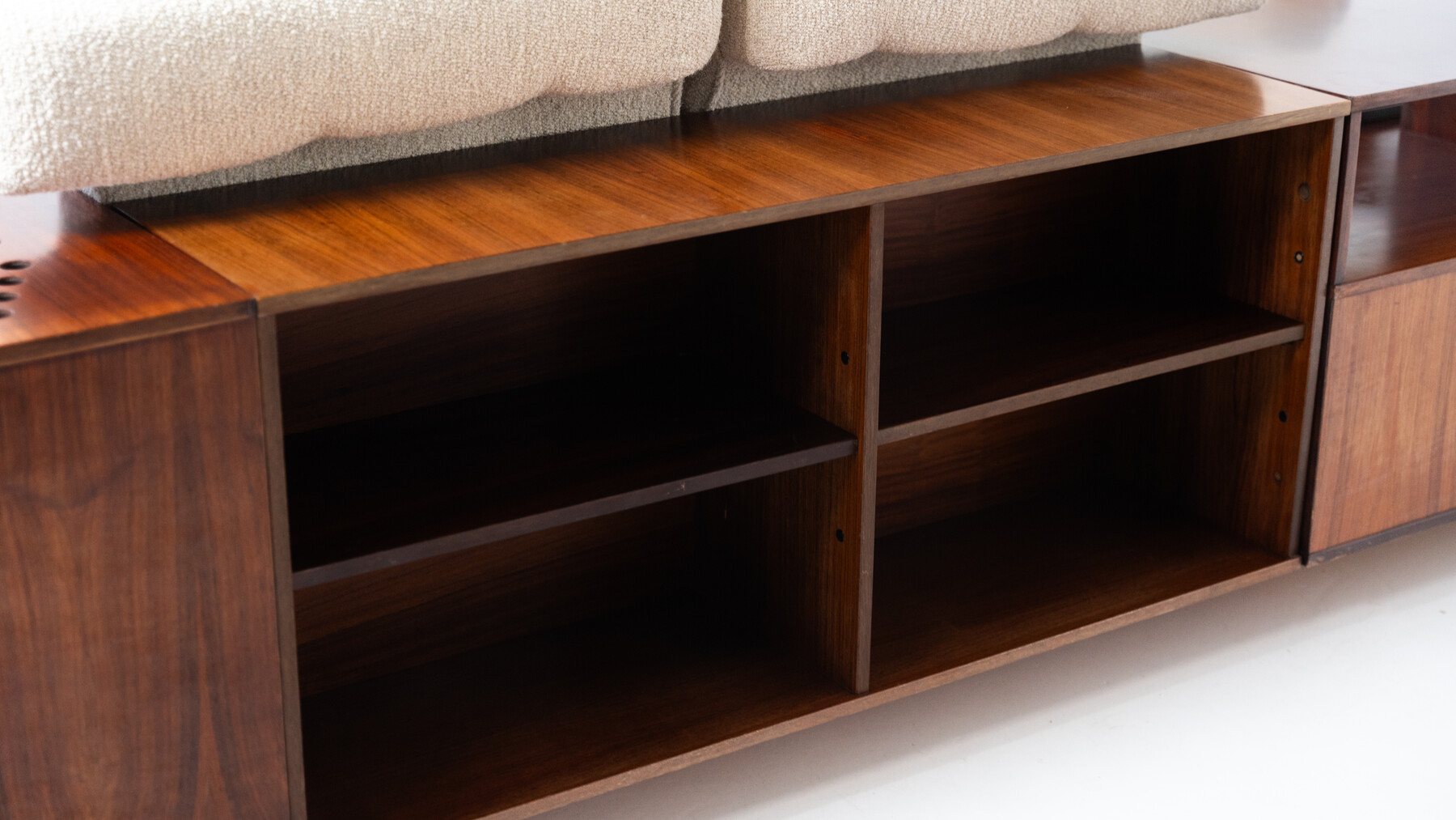 Large Corner Sofa with Built-in Cabinets, Speaker and Record Player, Bernini, Italy, 1970s