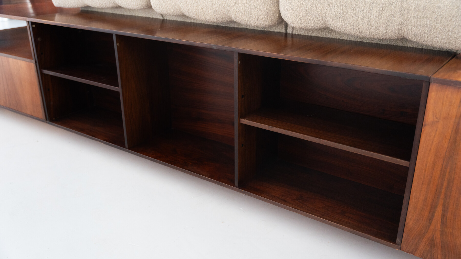 Large Corner Sofa with Built-in Cabinets, Speaker and Record Player, Bernini, Italy, 1970s