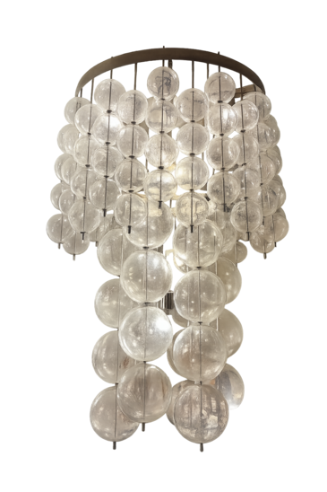 Large Glass Ceiling Light, Czech, 1960s