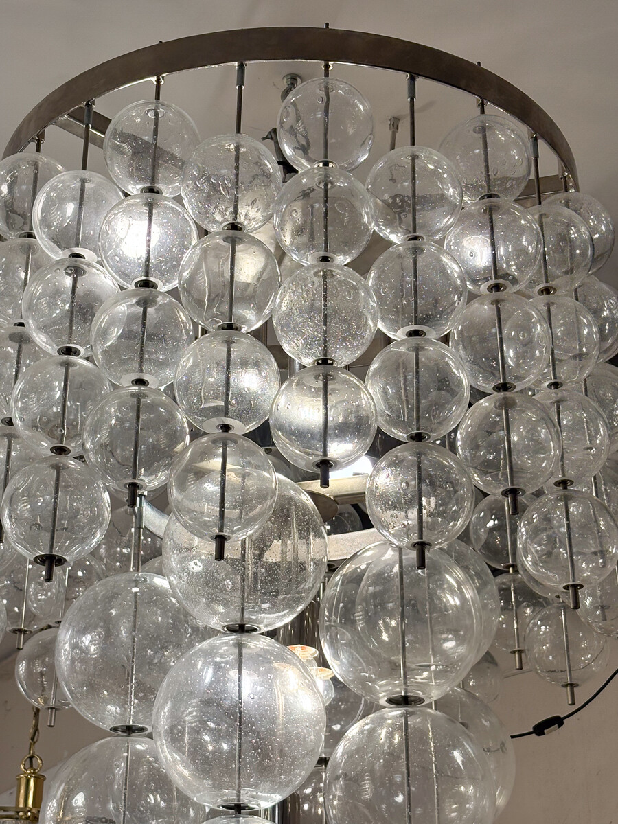 Large Glass Ceiling Light, Czech, 1960s