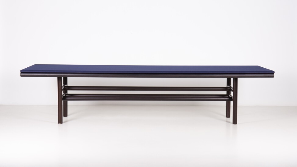 Large Gritti Dining Table by Carlo Scarpa, covered with Original Blue Cloth,Italy, 1970s