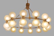 Large Italian Crown Chandelier - Brass & Opaline - italy
