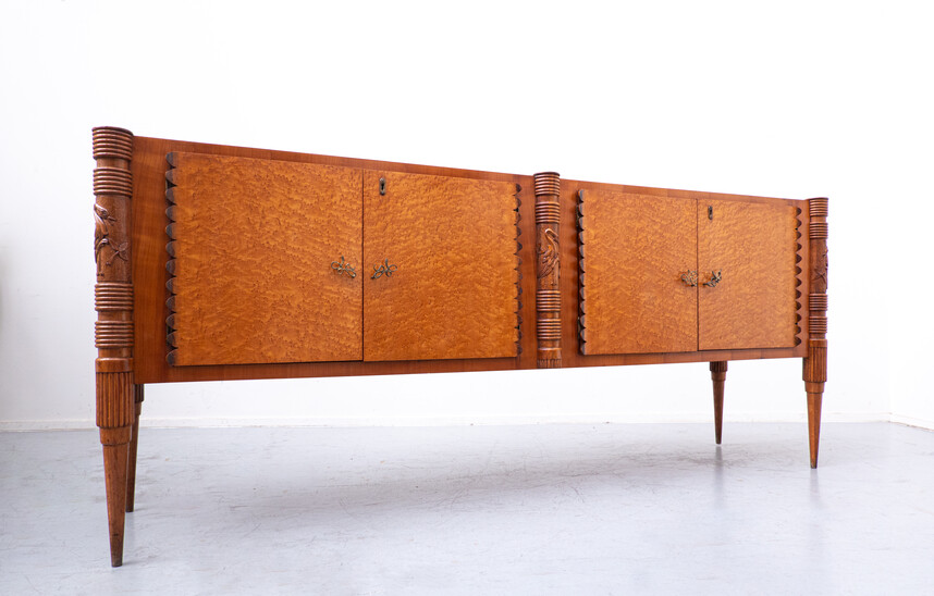 Large Italian Wooden Sideboard by Pier Luigi Colli with Four Doors, 1940s