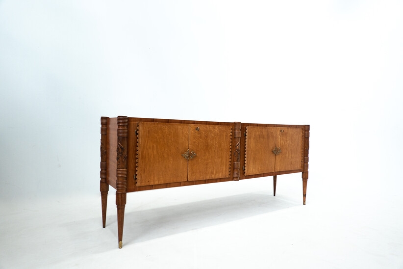 Large Italian Wooden Sideboard by Pier Luigi Colli with Four Doors, 1940s