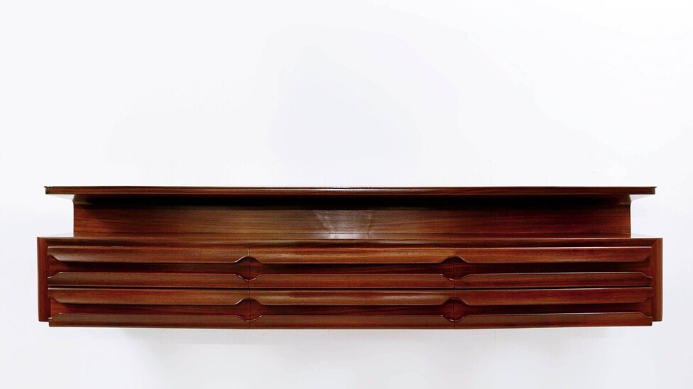 Large mid-century wooden wall console - Italy 1960s