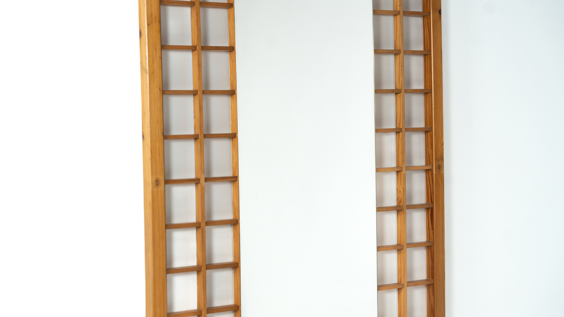 Large Mirror with Wooden Grid,  Italy, 1960s