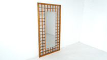 Large Mirror with Wooden Grid,  Italy, 1960s