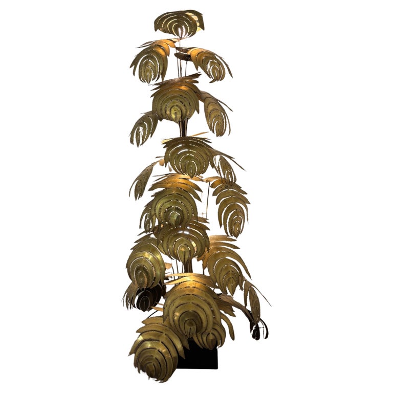 Large Monstera Floor Lamp attributed to Maison Jansen, 1980s