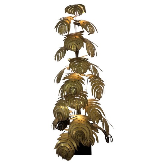 Large Monstera Floor Lamp attributed to Maison Jansen, 1980s