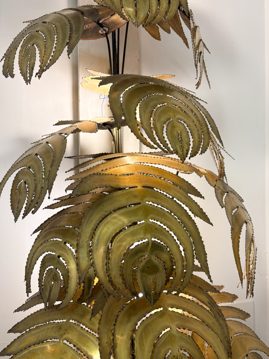 Large Monstera Floor Lamp attributed to Maison Jansen, 1980s