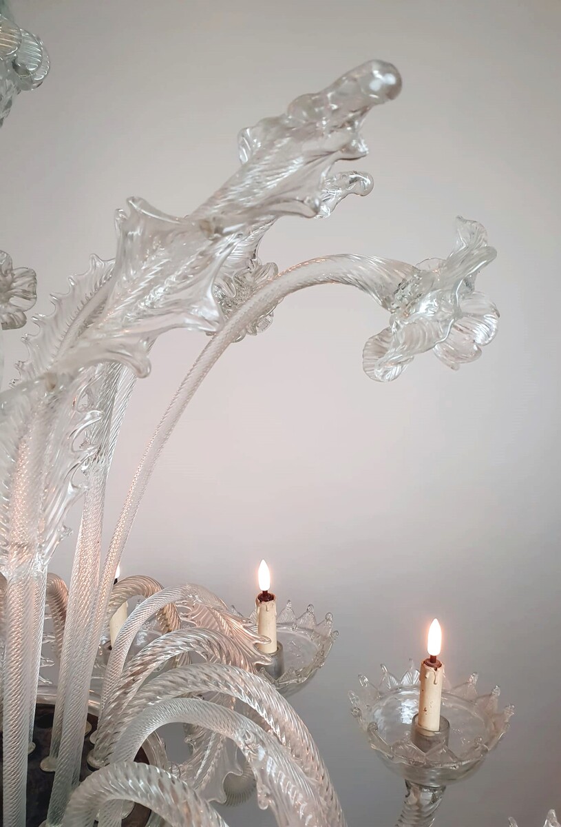 Large Murano Glass Chandelier,  12 Arms Of Light