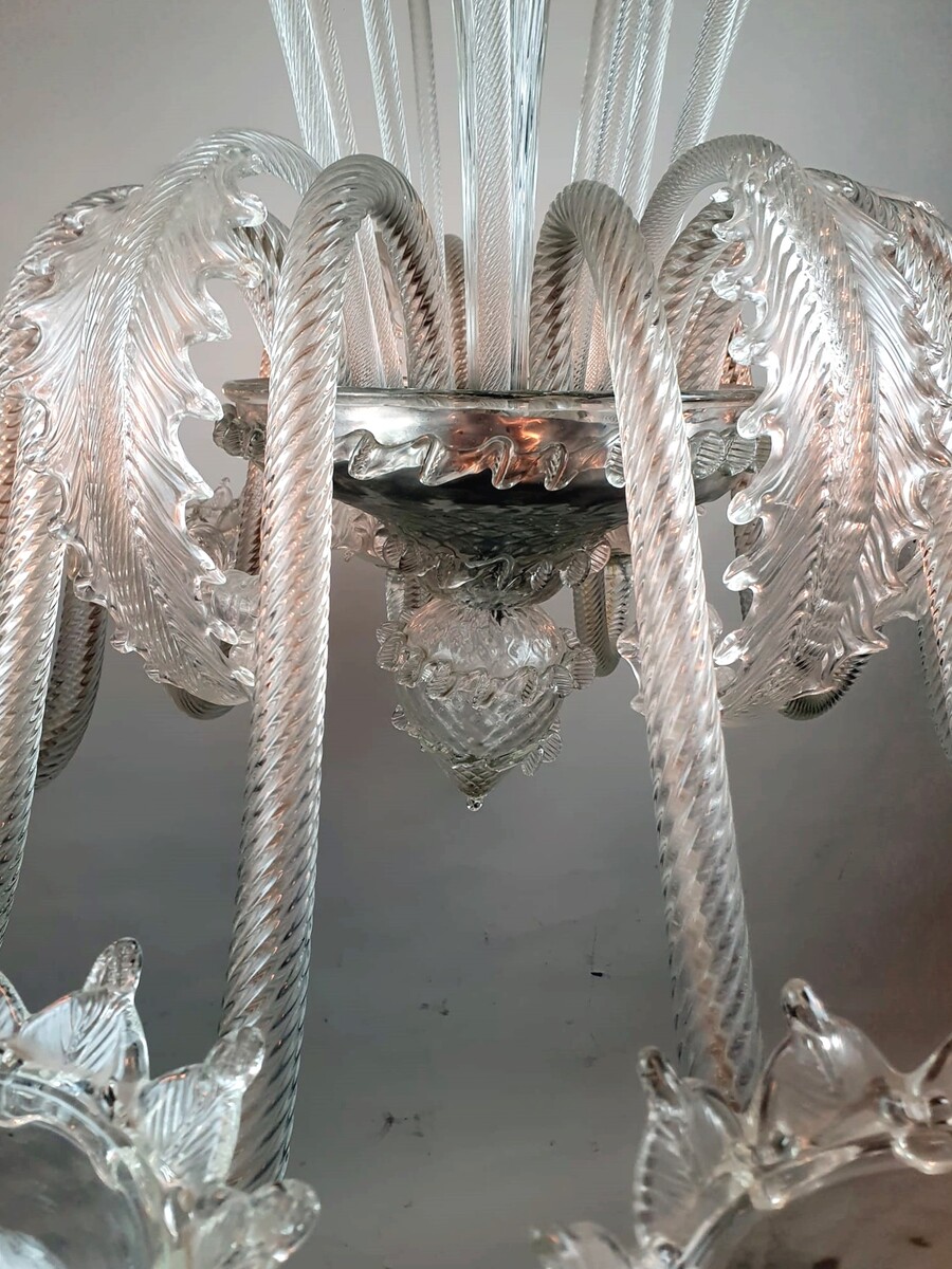 Large Murano Glass Chandelier,  12 Arms Of Light