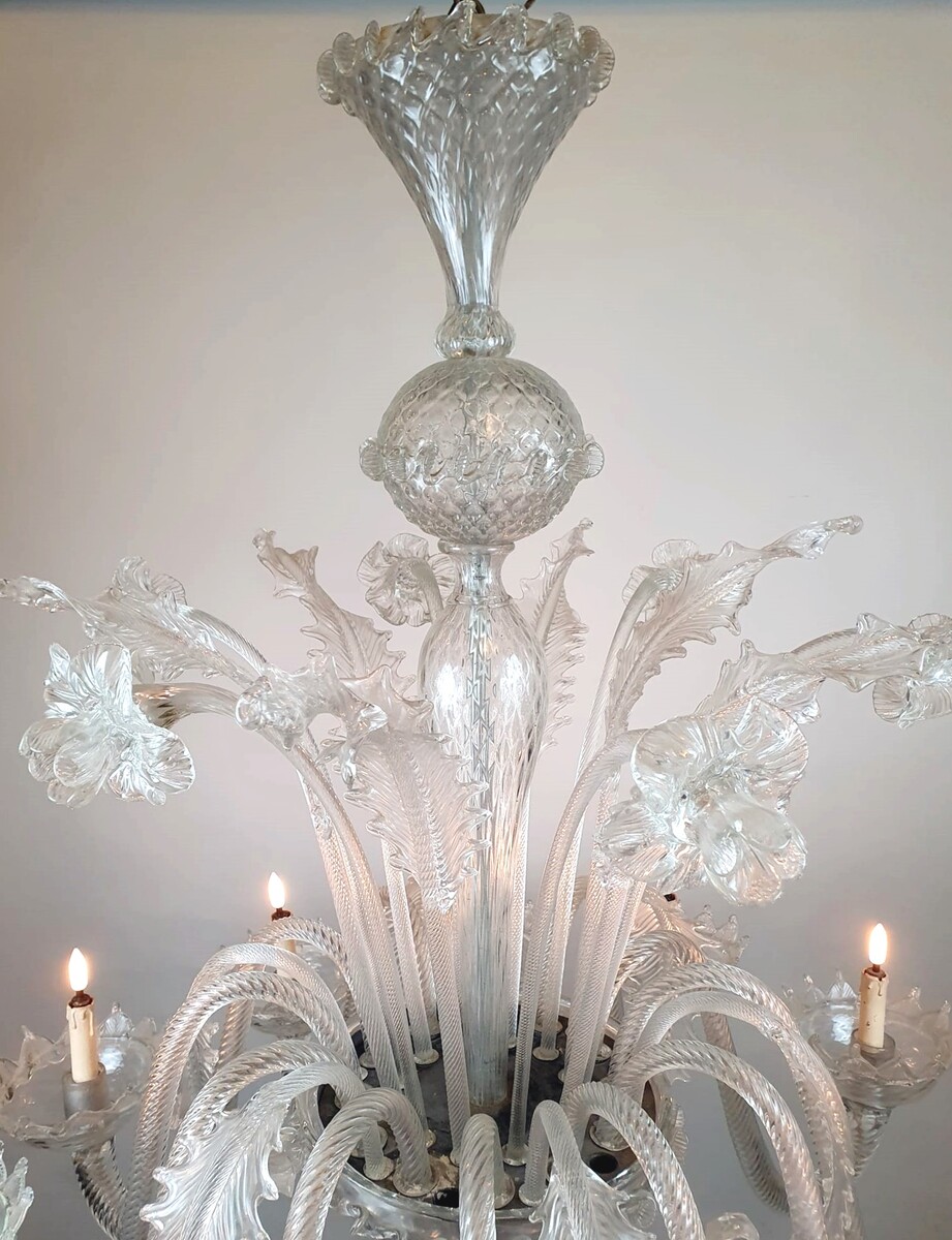 Large Murano Glass Chandelier,  12 Arms Of Light