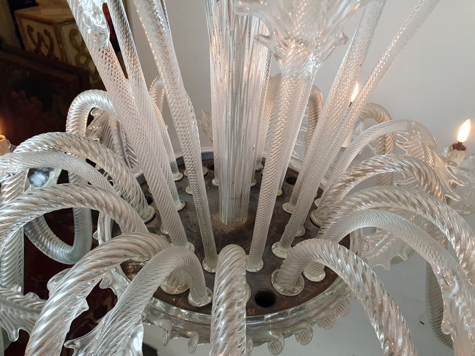 Large Murano Glass Chandelier,  12 Arms Of Light