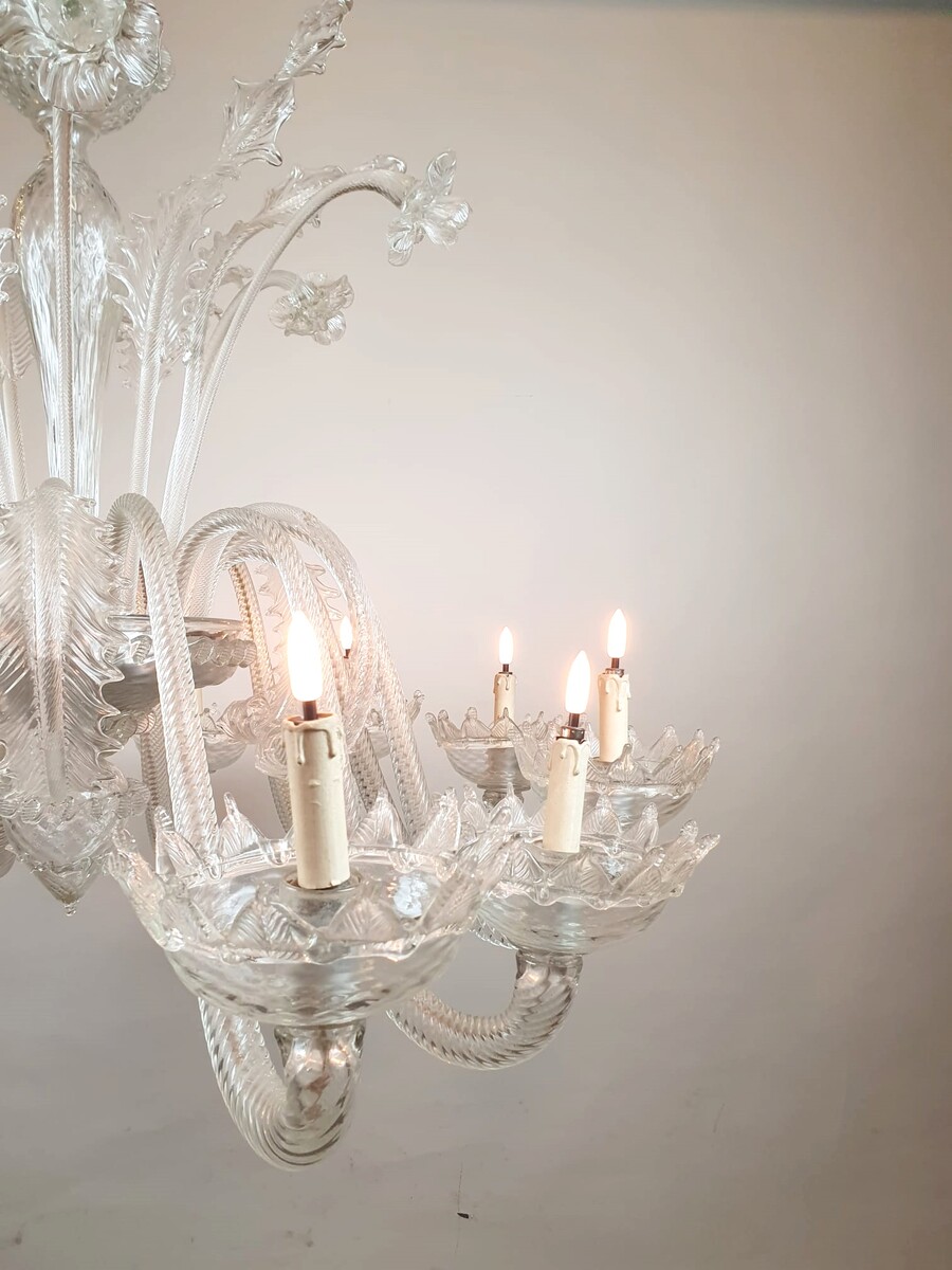 Large Murano Glass Chandelier,  12 Arms Of Light