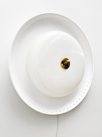 Large White Wall Sconces, Glass and Metal, Italy,1970s - 4 Available