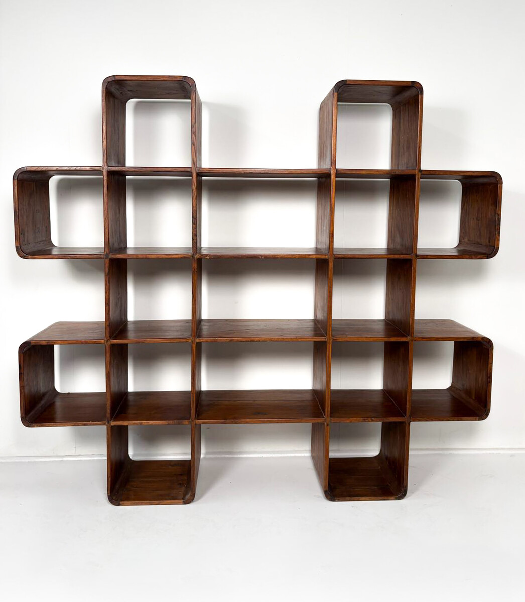 Large Wooden Bookcase, Italy, 1970s