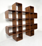 Large Wooden Bookcase, Italy, 1970s
