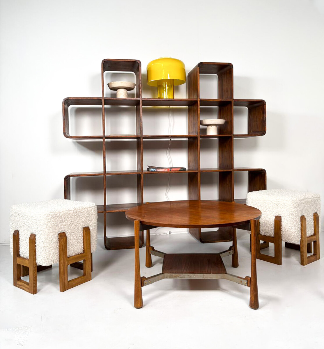 Large Wooden Bookcase, Italy, 1970s