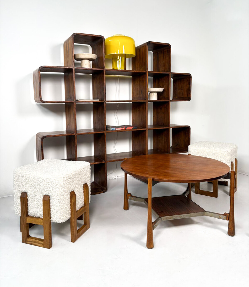 Large Wooden Bookcase, Italy, 1970s