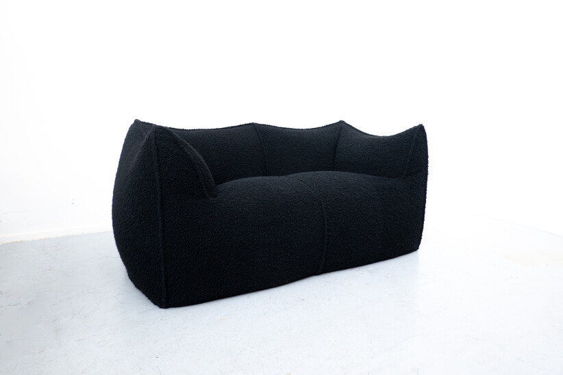 Le Bambole Sofa by Mario Bellini for B&B Italia, Black Bouclette Fabric, 1970s