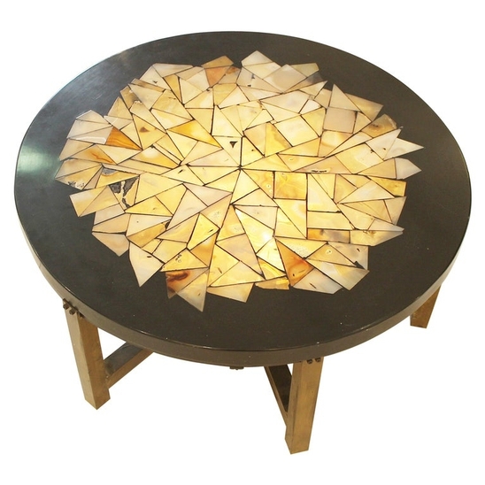Lighting coffee table in resin by Ado chale - Belgium