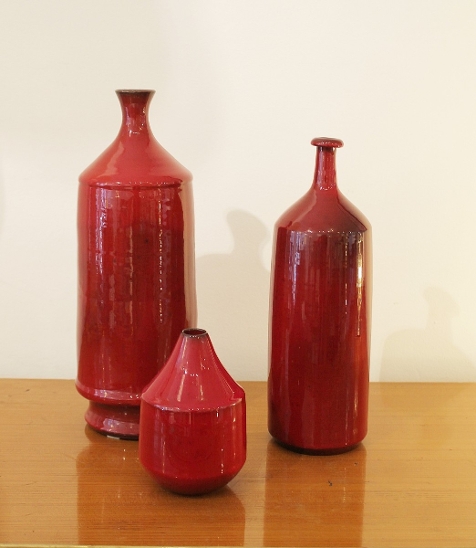 Lot of red kunst keramiek ceramic - Atelier Goossens, Belgium
