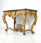  Louis XV Console In Giltwood And Marble Top, 18th