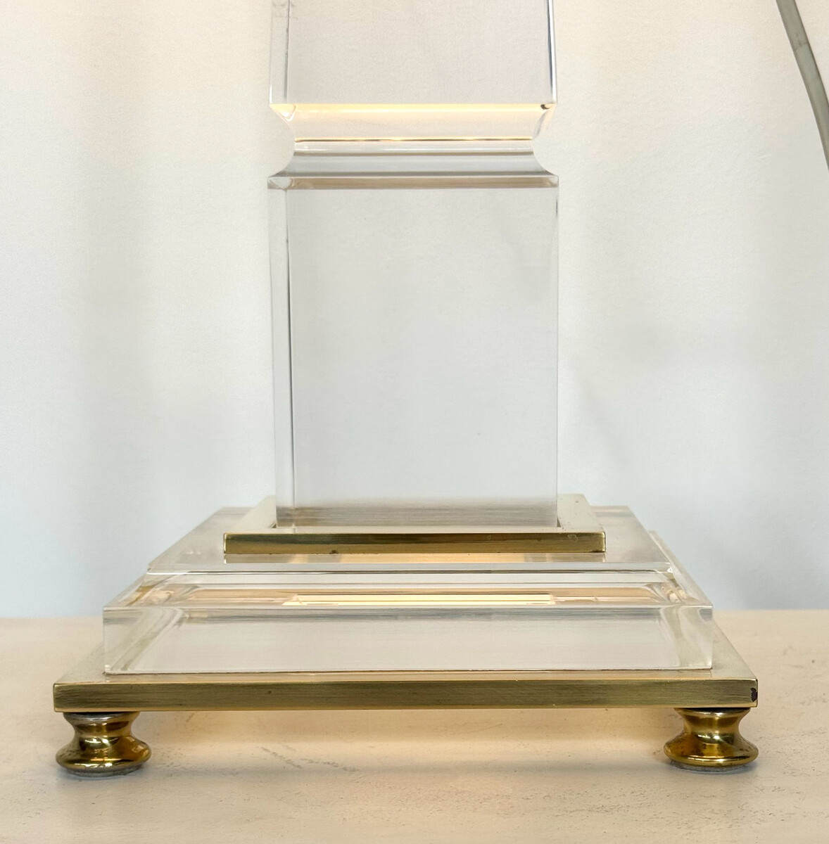 Lucite and Brass Desk Lamp, 1970s