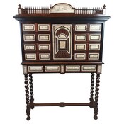 Mahogany, Blackened Wood And Ivory Cabinet, Italy 19th