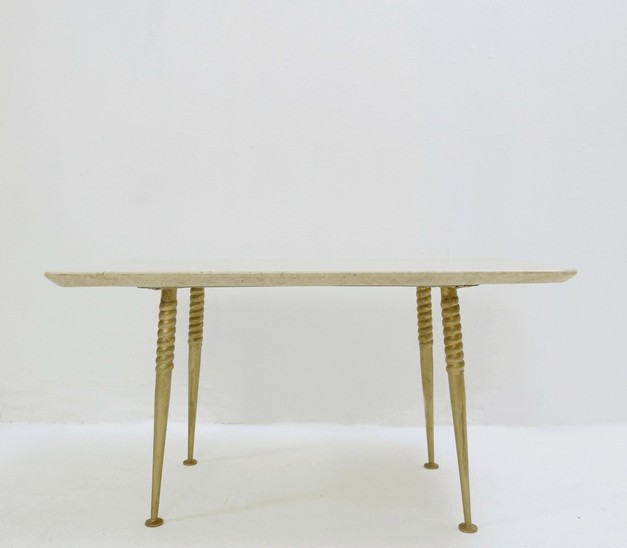 Marble Top Side Table With Twisted Legs