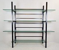 Metal Etagère with Four Reeded Glass Shelves 