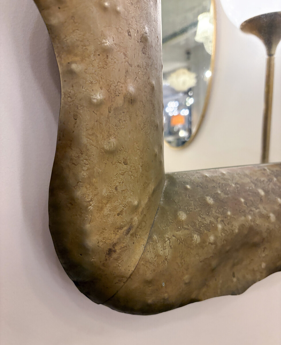 Metal Wall Mirror by Angelo Bragalini, Italy, 1970s