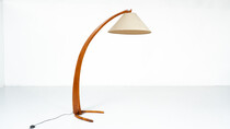 Mid-Century Arc Floor Lamp, Wood, Italy, 1950s