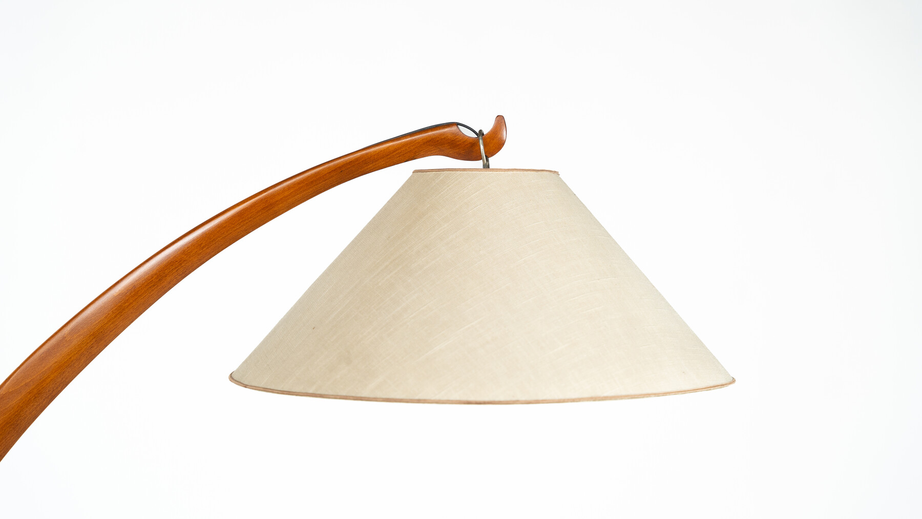 Mid-Century Arc Floor Lamp, Wood, Italy, 1950s