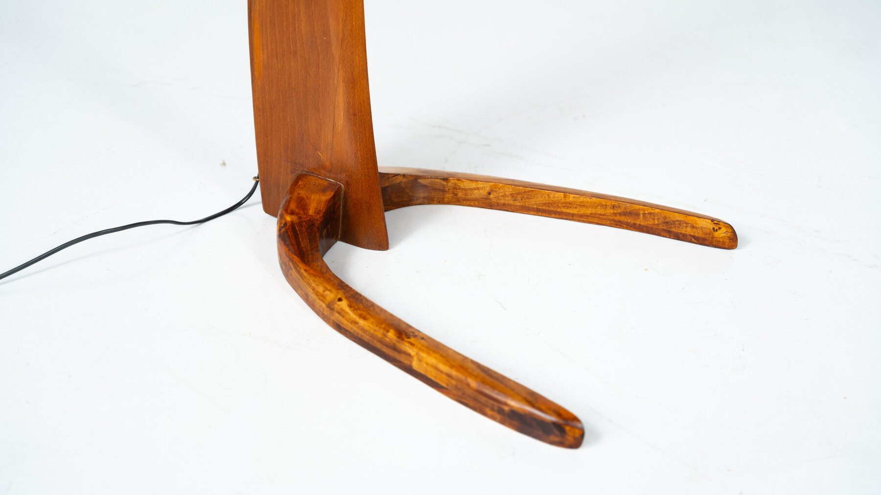 Mid-Century Arc Floor Lamp, Wood, Italy, 1950s