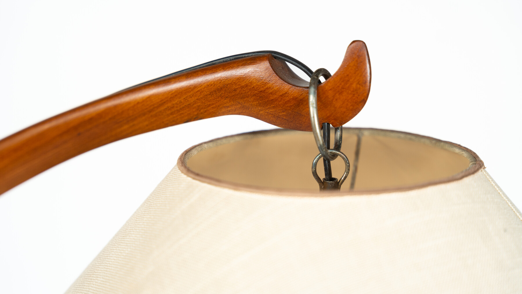 Mid-Century Arc Floor Lamp, Wood, Italy, 1950s