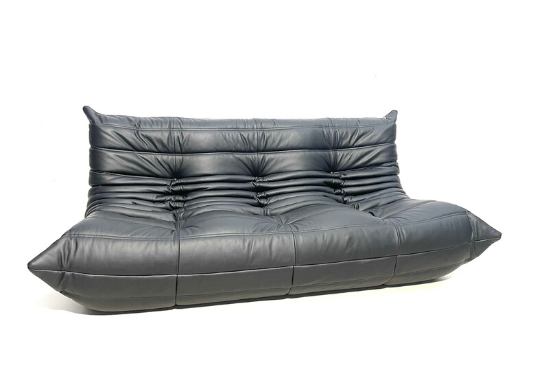 Mid-Century Black Leather 